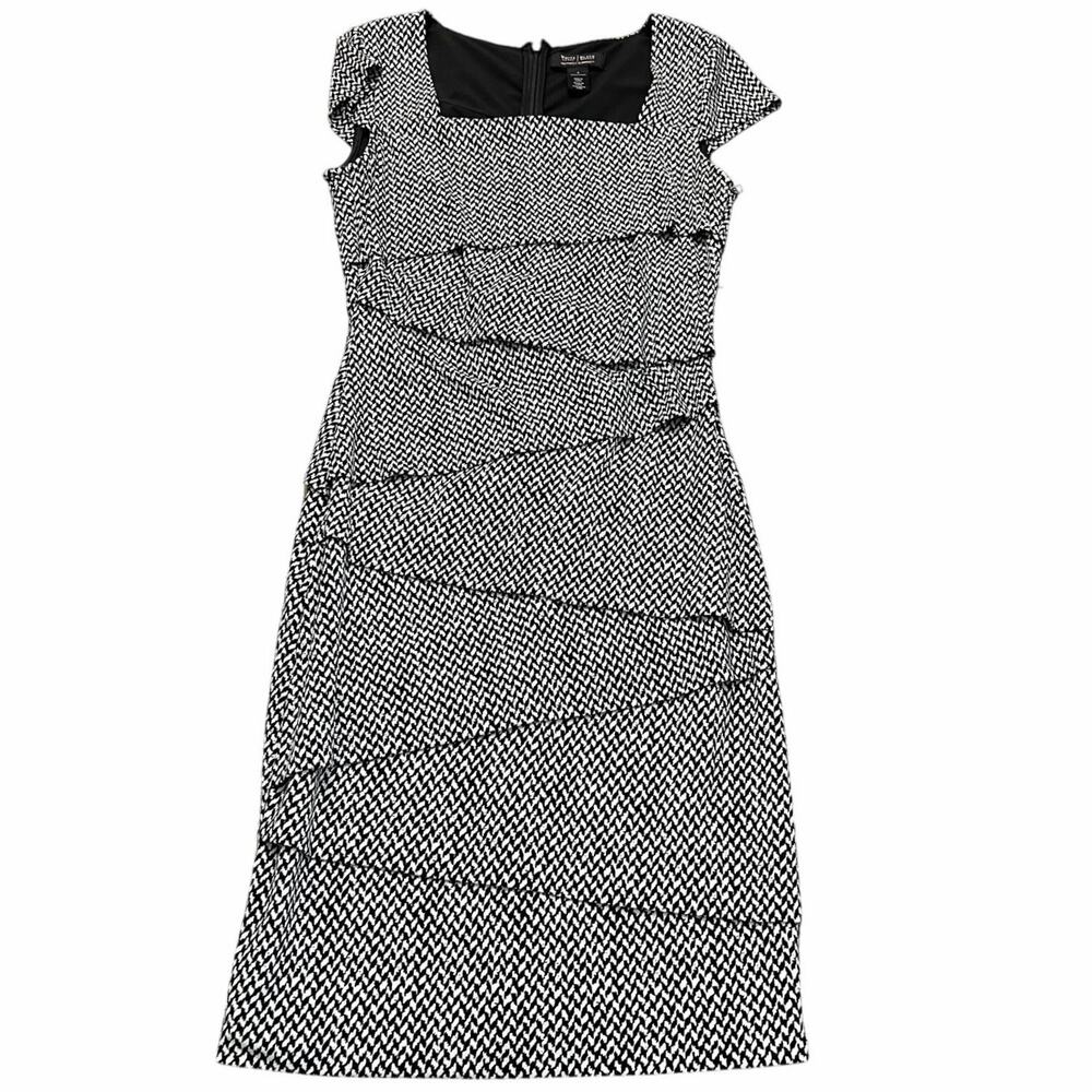 White House Black Market Sheath Dress Instant Slimming Square Neck Gray Size 4
